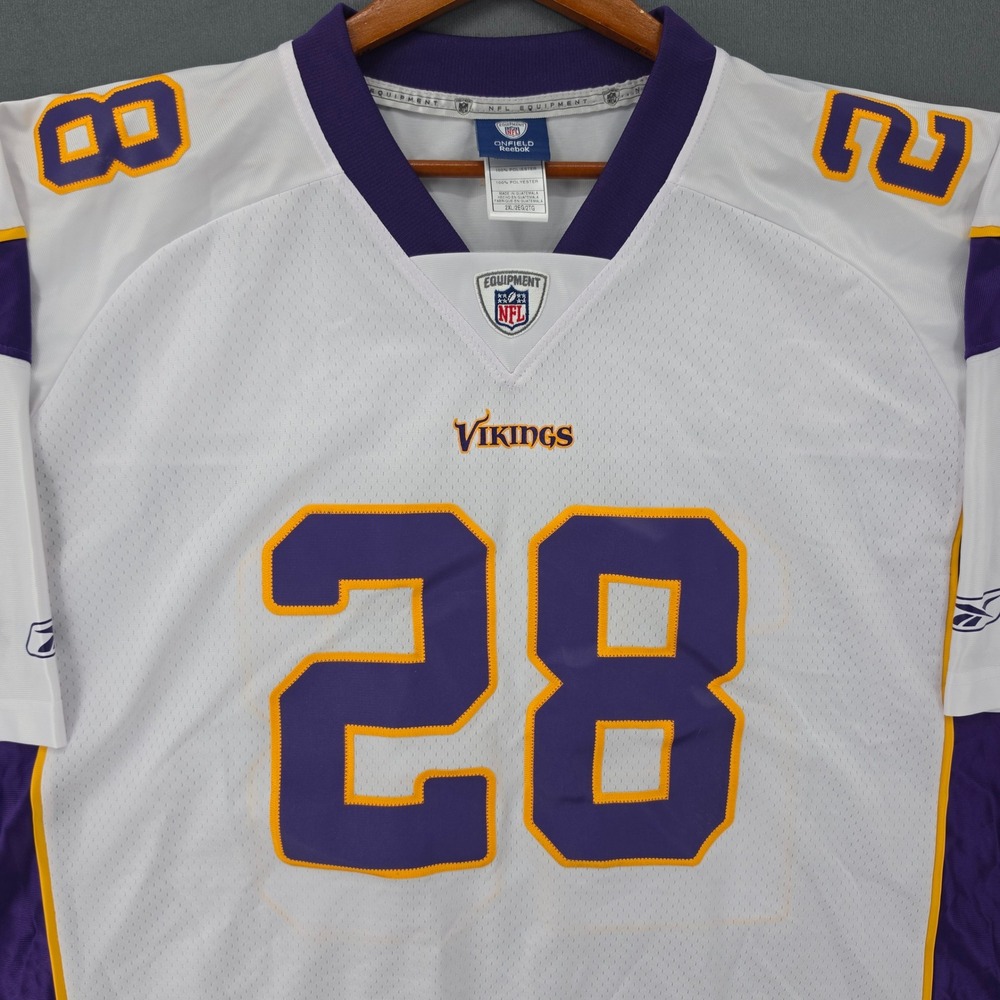 Mens Reebok Adrian Peterson Minnesota Vikings NFL Jersey White 2XL 28 Onfield